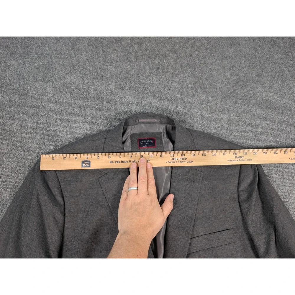 UNTUCKit Sport Coat Mens 44R Grey 100% Wool Viaggio‎ Natural Stretch Blazer FLAW